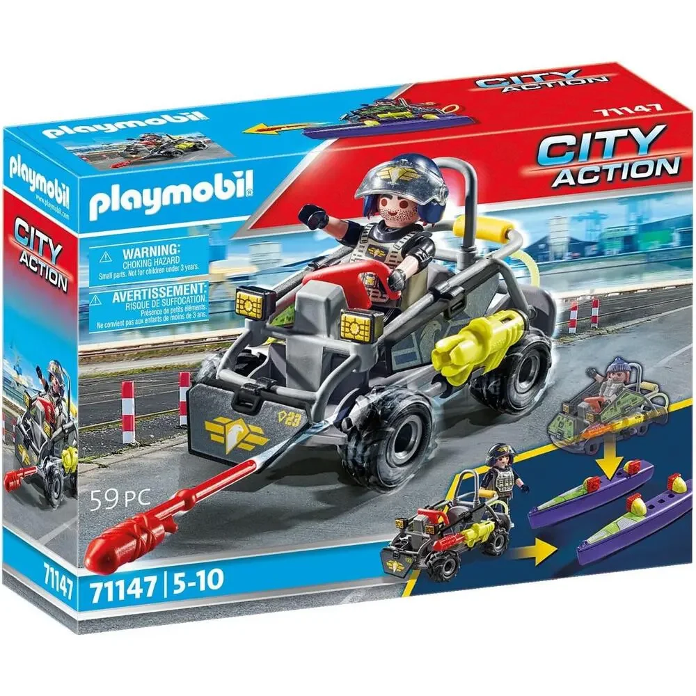 🆕 NIB Playmobil City Action Tactical Police Quad 71147
